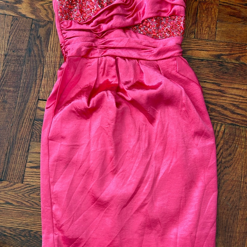 Hot pink strapless dress